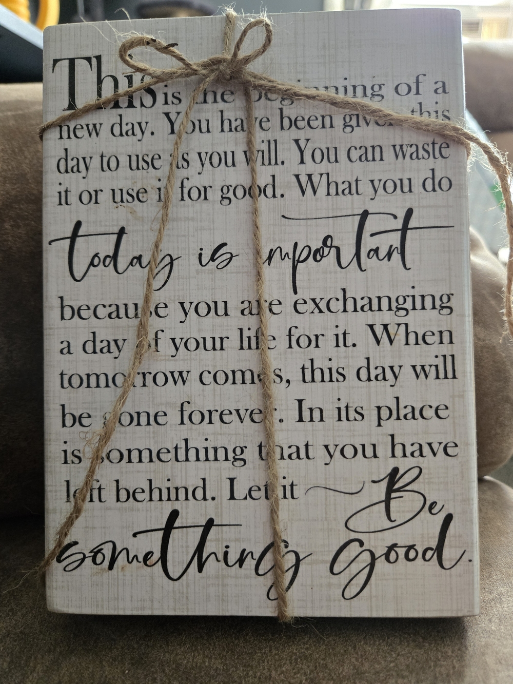 Homespun Splinters Inspirational Wood Plaque White/Black Vertical Sign